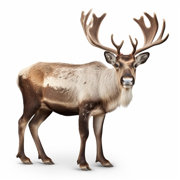 Reindeer Rangifer tarandus Isolated over white