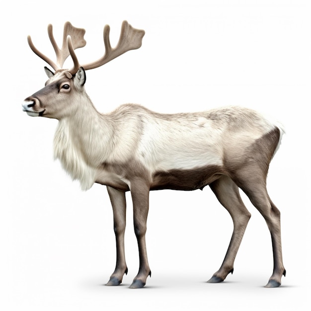 Reindeer Rangifer tarandus Isolated over white