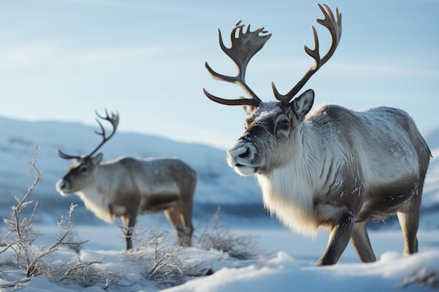 Photo reindeer in the spring embodying renewal and nature's seasonal beauty