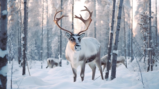 Reindeer in winter farm