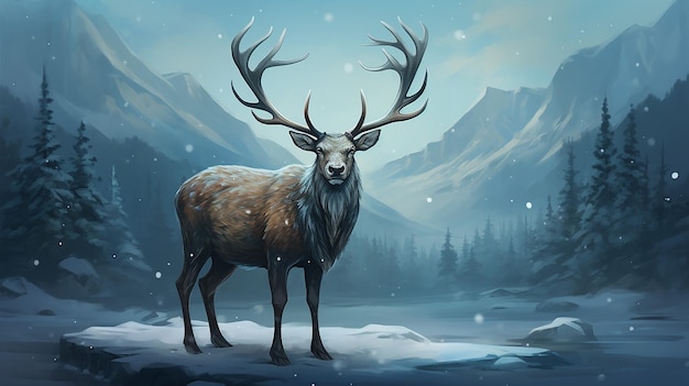 reindeer in winter