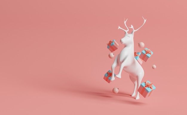 Photo reindeer with presents floating around