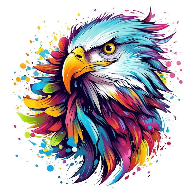 Reineagle Illustration Print for a Colorful Modern Tshirt Design Isolated on White Background