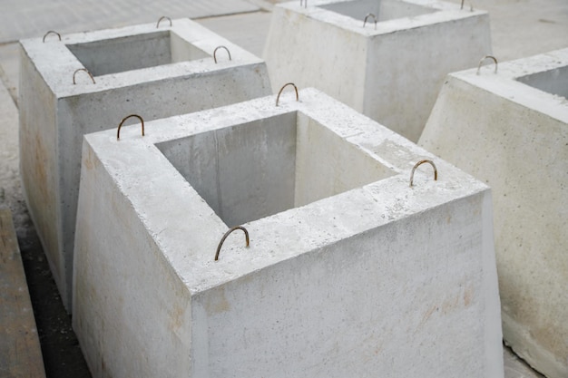 Foto fondazione in cemento armato tipo vetro utilizzato nella costruzione di edifici da colonne