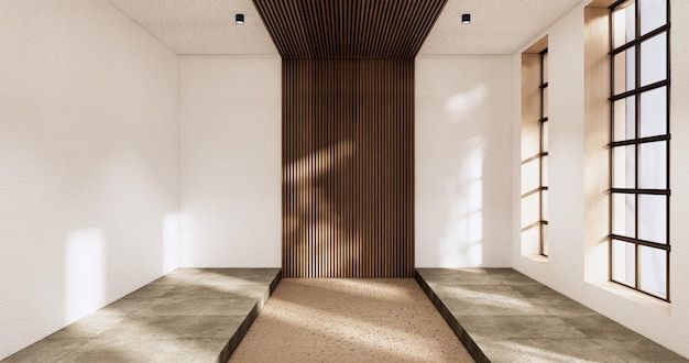 Reiniging van lege kamer interieur japandi wabi sabi style3D-rendering