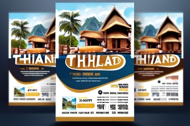 Reis flyer ontwerp sjabloon Thailand tour pakket flyer reis hotel pakket