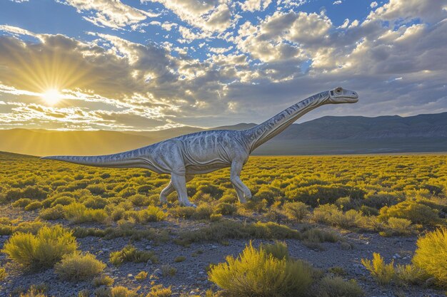 Foto reis naar de jura-wereld van uitgestorven dinosaurussoorten met grote, krachtige roofdieren uit de prehistorie en het fascinerende rijk van oude reptielen