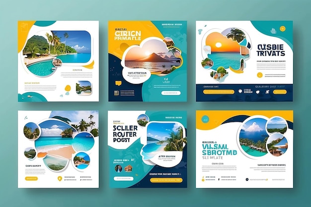 Reis vakantie social media post sjabloon Premium Psd
