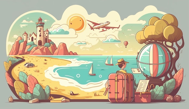 Reisdromen Een illustratie van generatieve AI voor zomervakanties