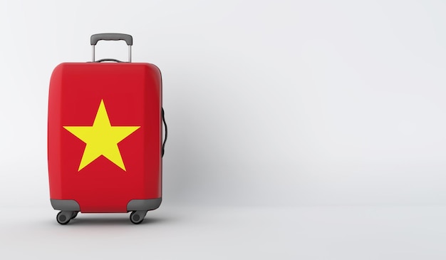 Reiskoffer met de vlag van Vietnam Vakantiebestemming 3D Render