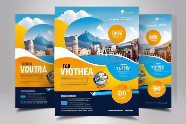 Reizen Vakantie Toerbureau Flyer Template Design Vakantie Zomer reizen en toerisme flyer of poster template design