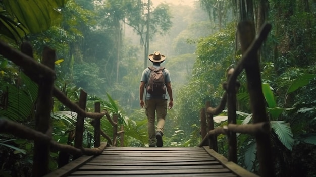 Reiziger in het bos Generatieve AI