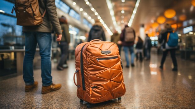 Reiziger met rugzak in de luchthaventerminal Reis- en toerismeconcept