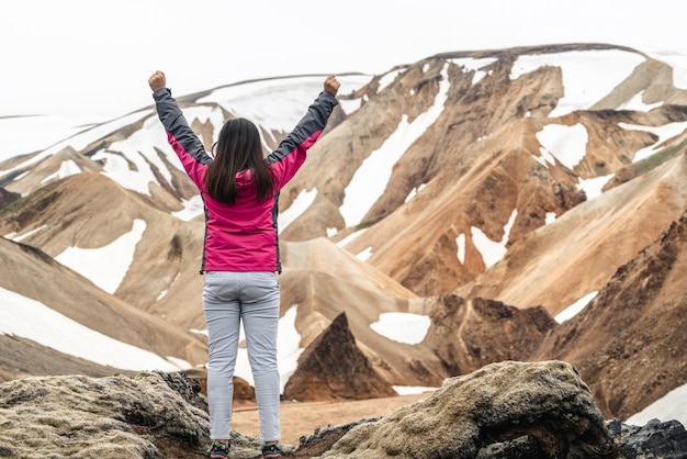 Reizigerswandeling op Landmannalaugar IJsland Highland