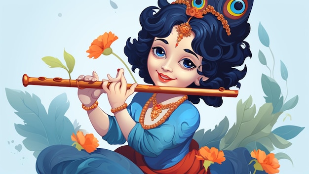 Photo rejoice in the divine melody celebrating janmashtami india's joyous festival honoring lord krishn