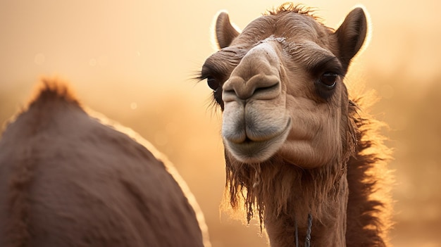 긴 머리카락 과 갈색 눈 을 가진 낙타