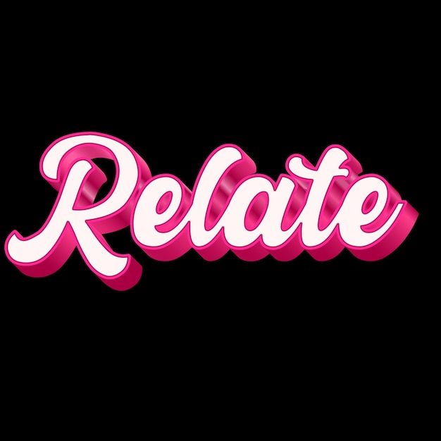 Relate Typography 3D Design Pink Black White Background Photo JPG