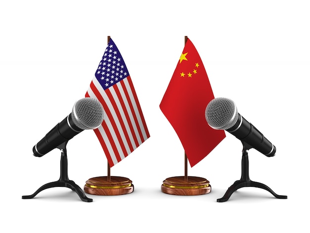 Relatie tussen amerika en china. geïsoleerde 3d-weergave