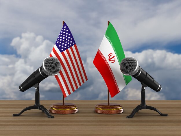 Relatie tussen Amerika en Iran op wit