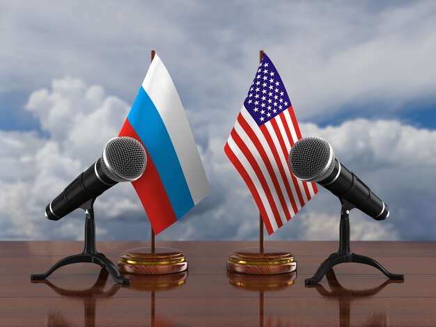 Relatie tussen Amerika en Rusland. 3D illustratie