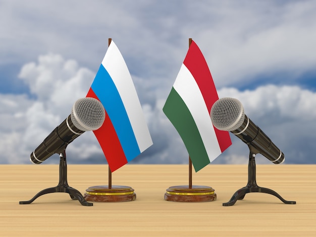 Relatie tussen Hongarije en Rusland. 3D illustratie