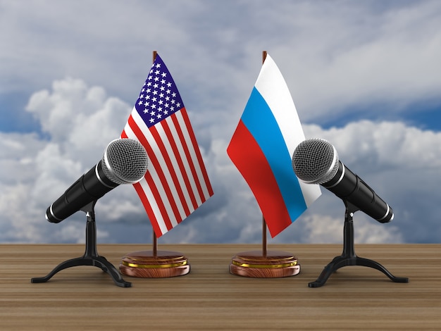 Фото Отношения между америкой и россией. 3d иллюстрации