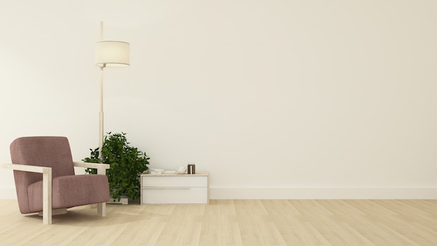 Relax space white background  interior 3d rendering