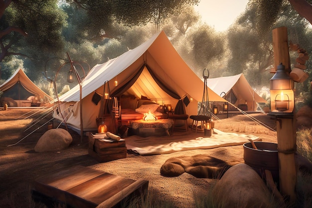 Relax and unwind on a summer camping trip complete with luxury tents and gourmet meals