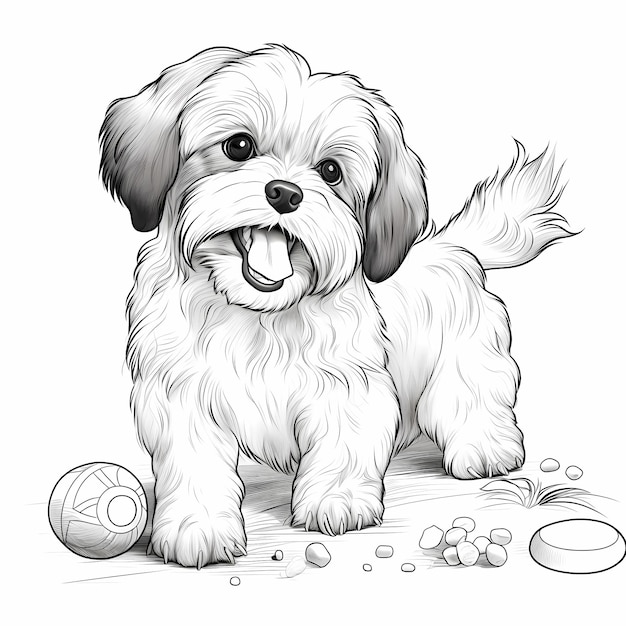 Relaxation Coloring Adult Coloring Book with Shih Tzu Dog Sleeping