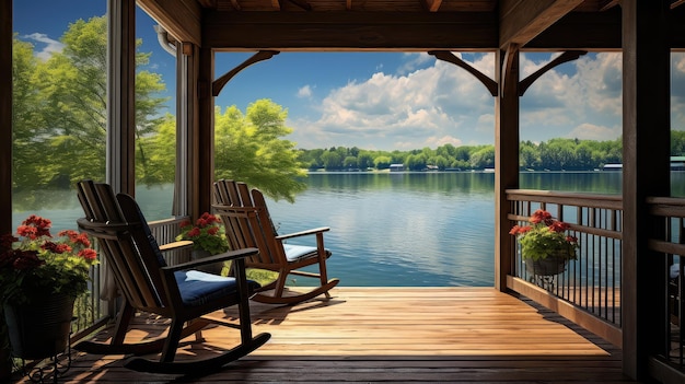 Relaxation lake porch