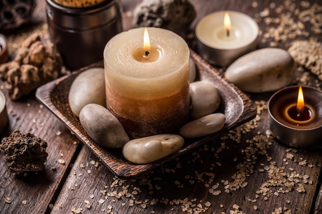 Relaxation setting with candles