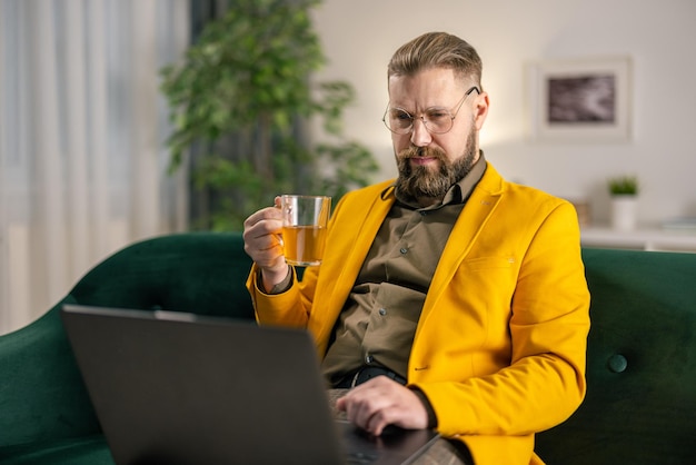 Relaxed caucasian man in stylish outfit