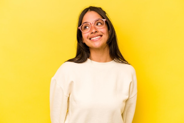 Relaxed and happy laughing neck stretched showing teeth