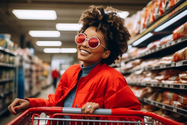 Relaxed Image African American Woman Seen While Shopping Generative AI