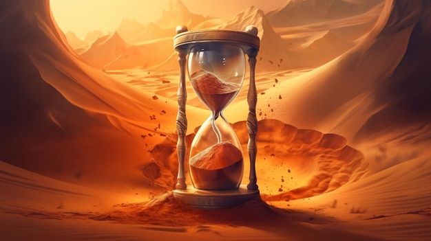 Relaxed sand of time in the hourglass concept art