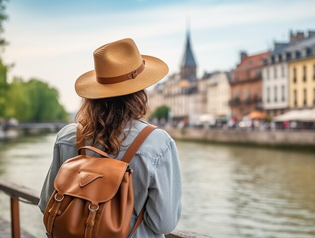 Foto viaggiatore in vacanza rilassato