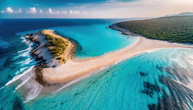 Relaxing aerial beach landscape summer vacation holiday Mediterranean