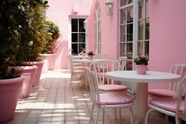 Relaxing Amidst a White Cafe Table and Chair Set