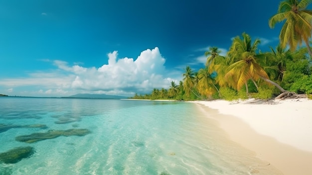 Relaxing beach ambiance with trees