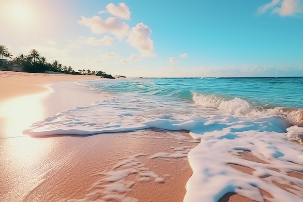 Relaxing Beach Scene with Tranquil Blue Waves