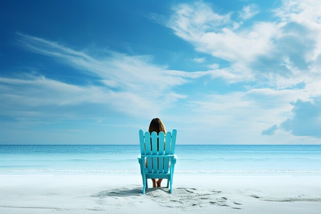 Photo relaxing on a blue chair enjoying summer vacations