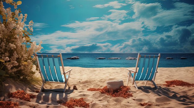 Relaxing chair on the beach AI generative