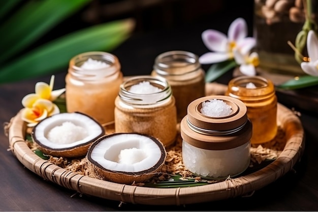 Relaxing Coconut Oil Aromatherapy Facial Massage Spa with Salt Oriental Herbs and Traditional Techni