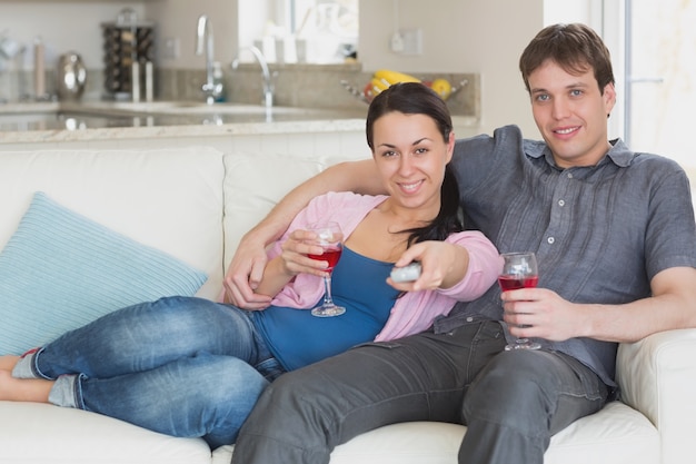 Relaxing couple in the living room