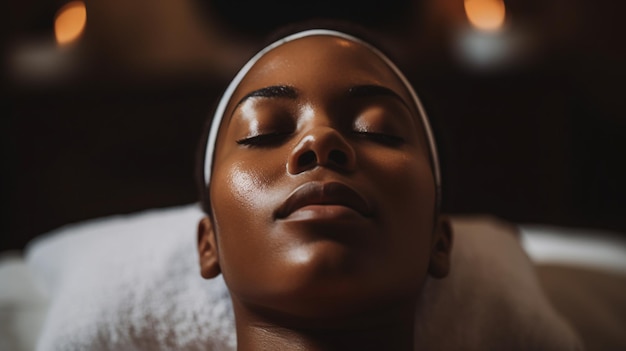 Relaxing Facial Treatment for Women in Spa Generative AI