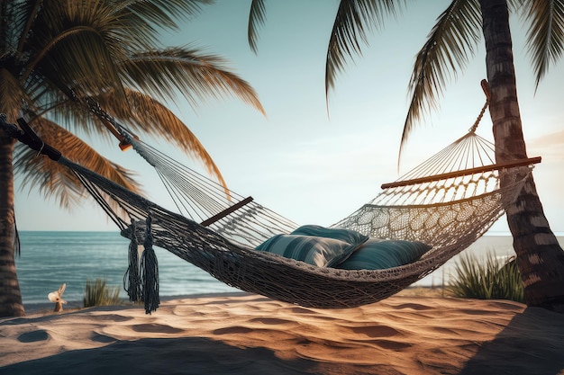 Relaxing hammock photo realistic illustration generative ai