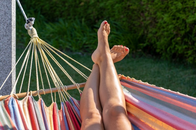 Relaxing in hammock