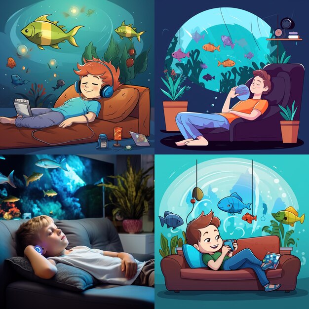 Relaxing at home with fish