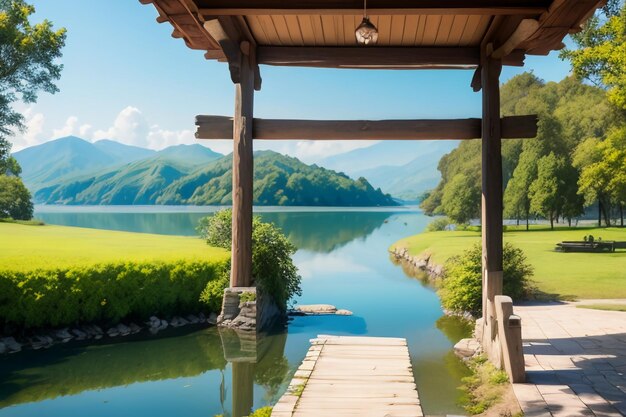 Foto luogo di relax nazionale 5a luogo panoramico montagna verde lago d'acqua dolce verde paesaggio naturale