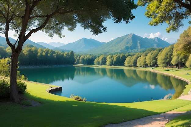 Foto luogo di relax nazionale 5a luogo panoramico montagna verde lago d'acqua dolce verde paesaggio naturale